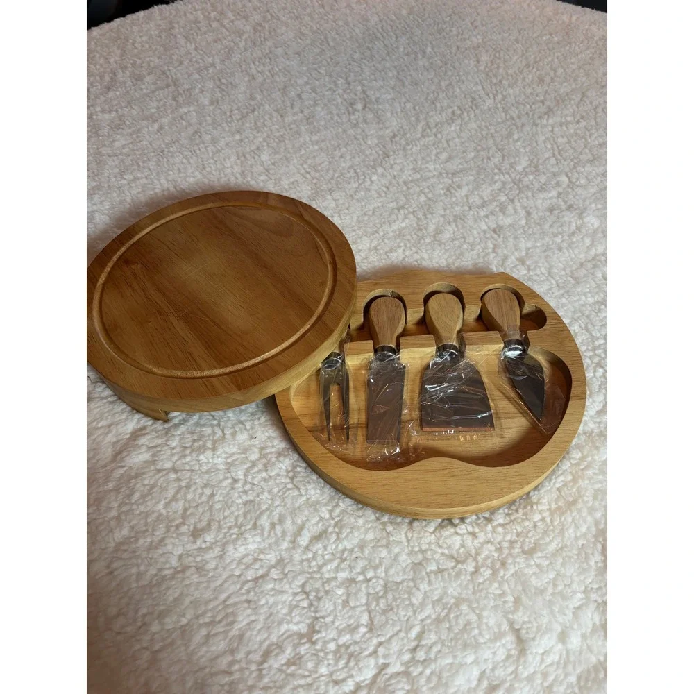 Wooden Charcuterie Board Set with 4 Cheese Tools and Insulated Carrying Case